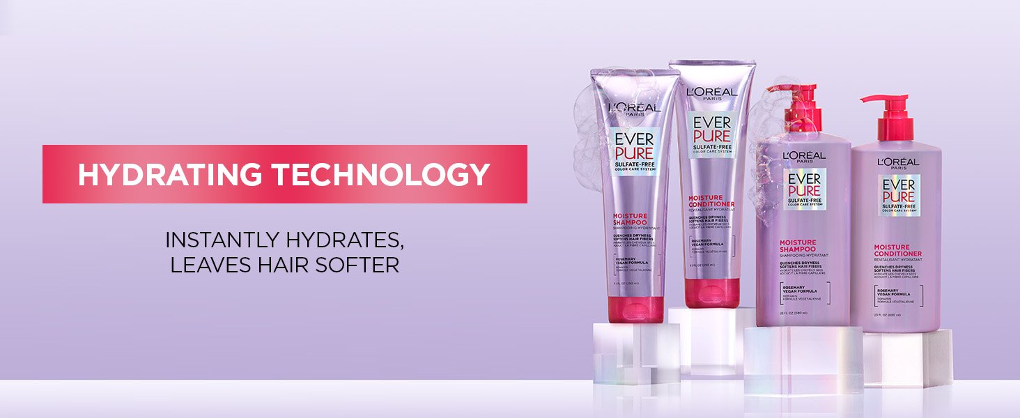 L'Oréal Paris EverPure Sulfate-Free Moisture Shampoo and Conditioner, Education Module Content Before and After